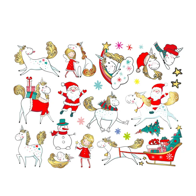 Рождественская настенная наклейка съемные обои Санта снеговик Санты лось