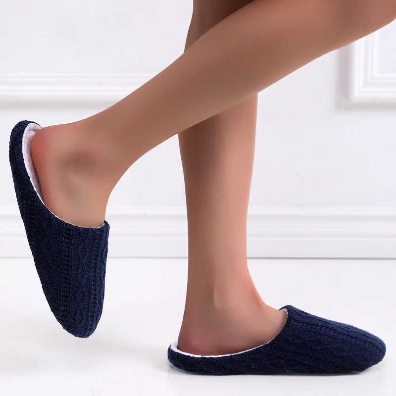 

New Women's Slippers Indoor Floor Skid Warm Cotton Shoes Solid Color Slippers Home Plush Soft Slippers Winter Zapatos Mujer
