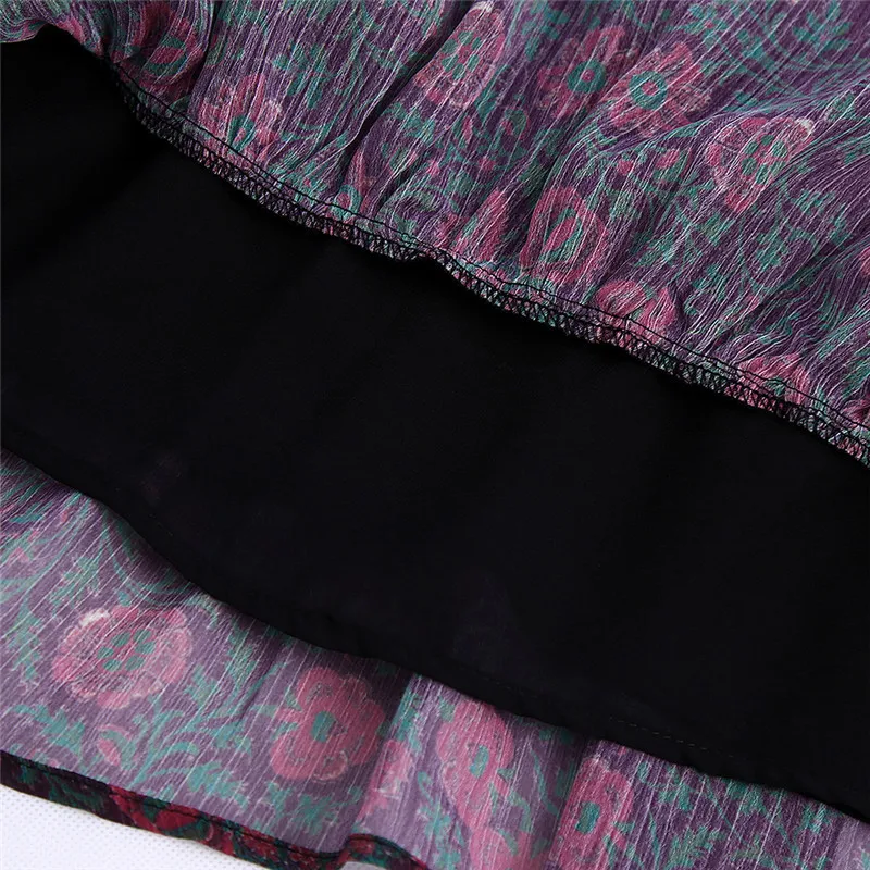 

CSMDTYJL Women Sweet Floral Print Mini Dress Lady Bow Tied Collar Long Sleeve Dresses Chic Lined Chiffon Dress
