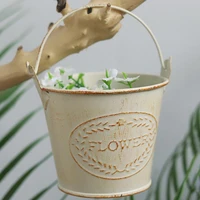 vintage iron art succulent plants flower pot bucket sundries storage container flower pot