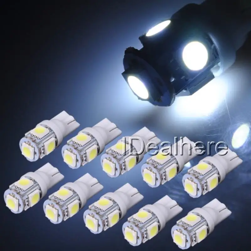 10 шт./лот 24V 5SMD светодиодный 5050 T10 194 147 W5W Ширина Чтение номерного знака светильник резервного копирования лампа супер яркий белый