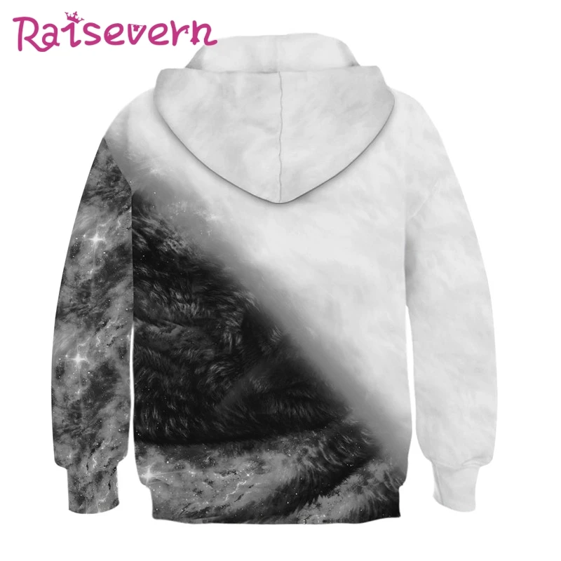 Детские толстовки с капюшоном 3D принтом животных пальто волк и Лев топы для детей