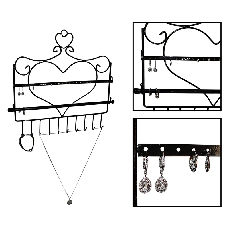 

Jewellery Organiser -Wall Mount Jewelry Stand for All Your Earrings, Studs, Necklaces, Bangles, Rings, Watch & Bracelets