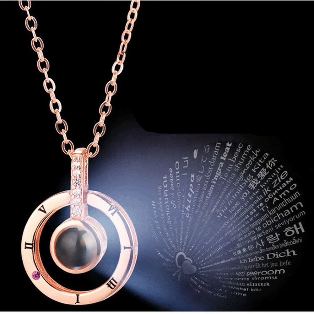 Колье с подвеской проектором Я люблю тебя на 100 языках|Ожерелья подвеской| |