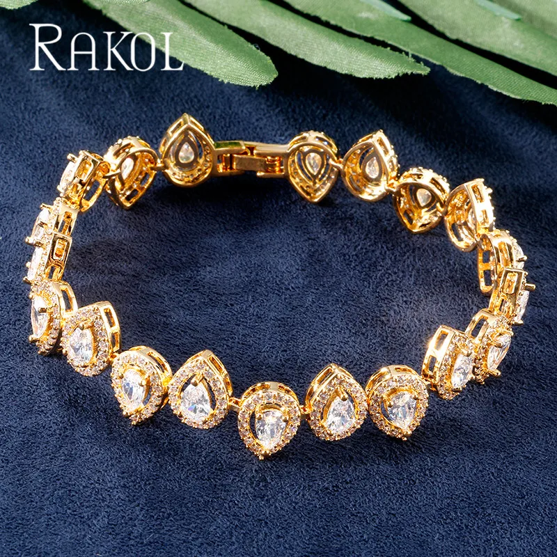 Бренд RAKOL роскошный дизайн известный капля воды кубический цирконий свадебные