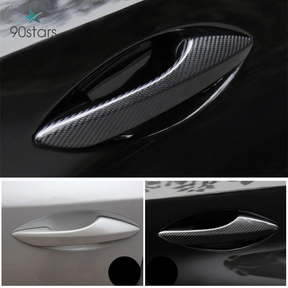 Наклейка из натурального углеродного волокна на дверную ручку автомобиля