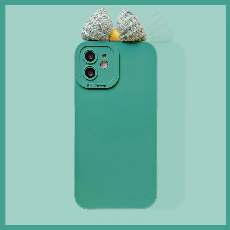 

3D three-dimensional bow Phone Case Cover For iPhone 11 12 13Pro Max Mini X XR XS 7 8 Plus Shockproof Phone Cover Shell