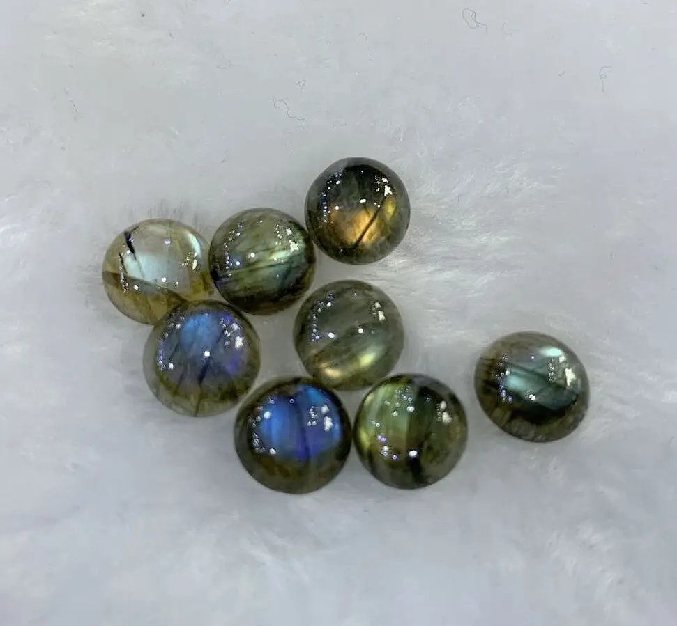 

Wholesale 4pcs Natural Blue Flash Labradorite Bead Cabochons 8mm10MM 12mm Round Shape,Gem Stone Cabochon Bead for jewelry making