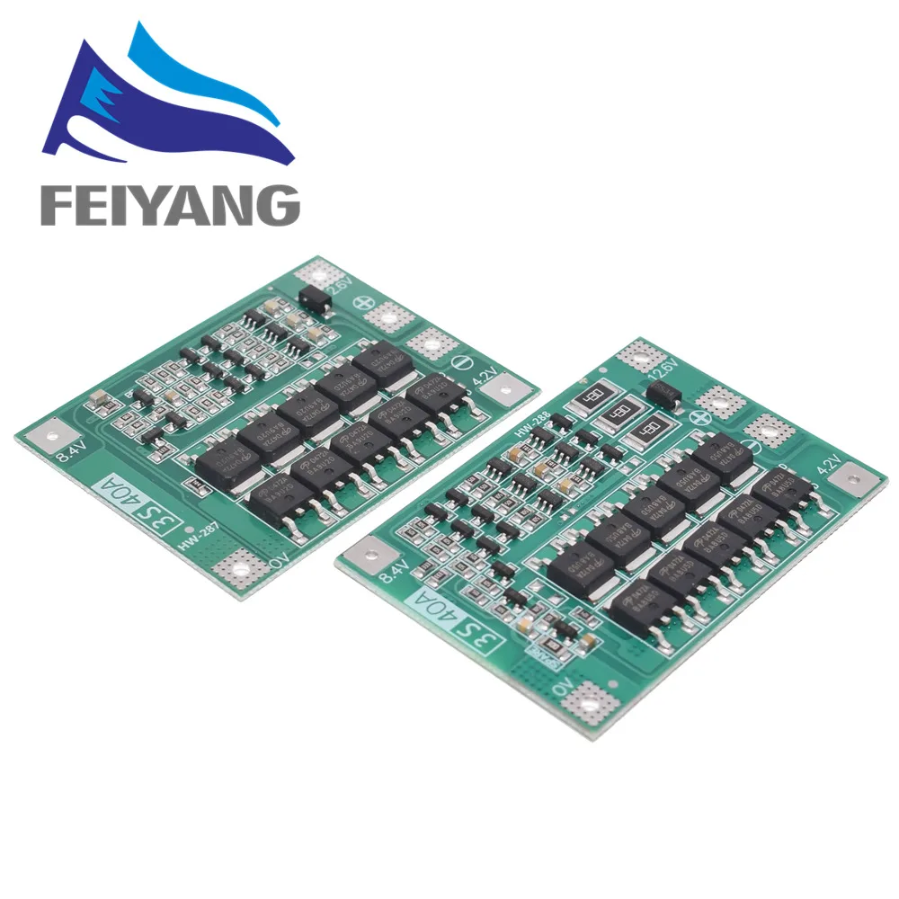 Модуль защиты PCB BMS 3S 40А защитная плата зарядника литий ионных и полимерных