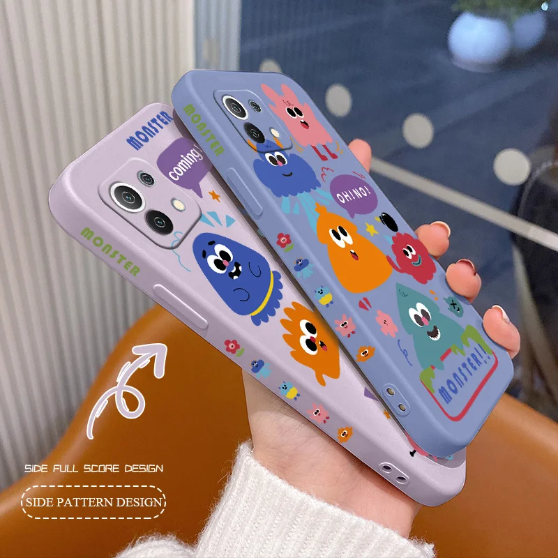 

Monster Square Soft Case For Xiaomi Mi 11 11i 10T 9T Pro Lite 10 10S 9 8 Poco F2 X2 F3 Pro Liquid Silicone Phone Cover Case