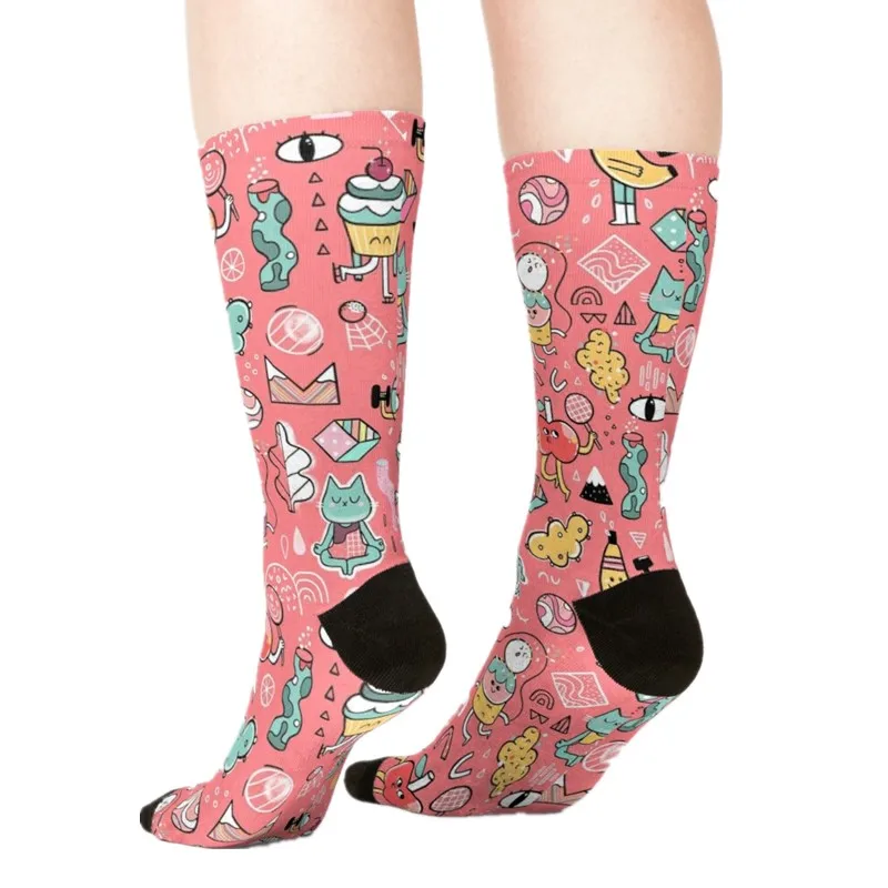 

Women's socks kawaii Halloween Feline Spooky Printed Socks Woman harajuku Happy Funny Novelty cute girl gift Socks for women
