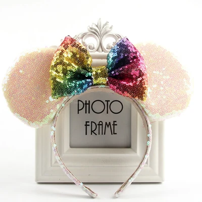 Повязка на голову детская с радужными блестками уши Минни-Маус 10 шт. |