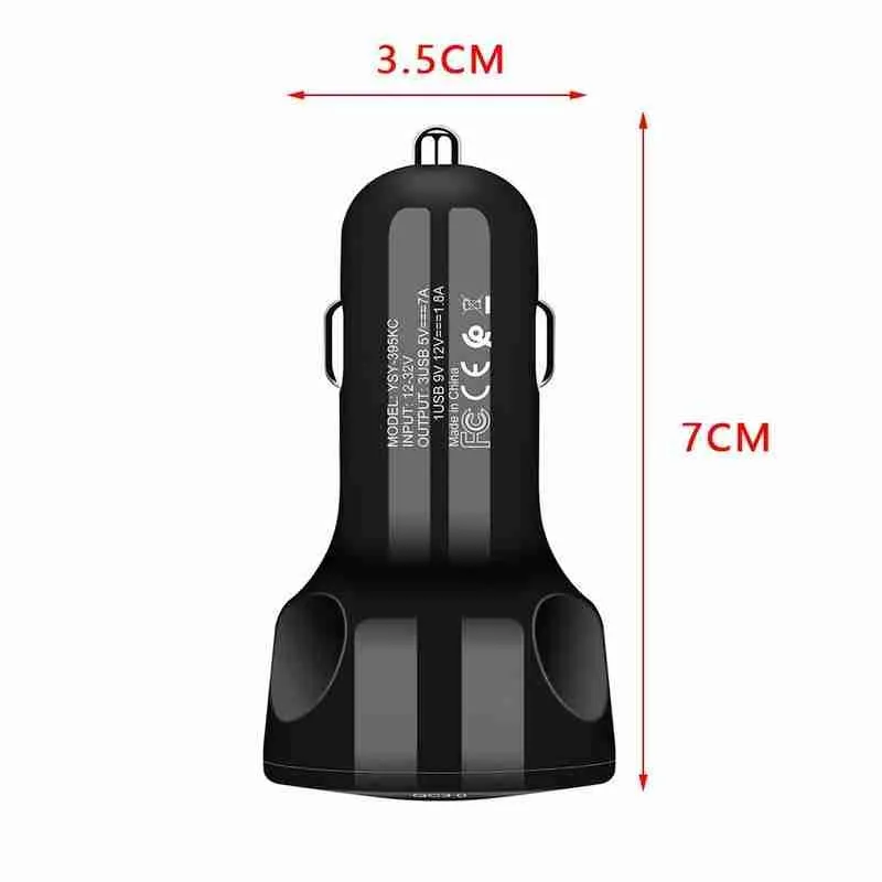 

Universal 3 Ports USB Car Charger With LED Display Multifunction Charging Adapter Car Fast Mobilephone Lighter Cigarette Ch I5S9