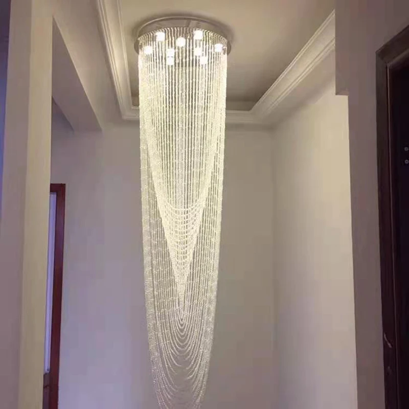 

Modern Chandelier Lighting Chain Design Hanging Lamps for Living Room Crystal Large Hallway Staircase Luxury Light Fixtures AC