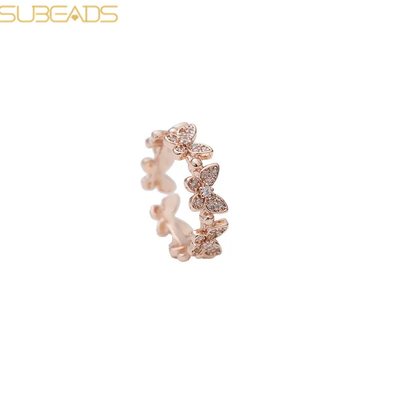 

New Fashion Rose Gold Dancing Moving Butterfly Rings Dainty Insect Minimalist Rings For Women Girls Jewlery