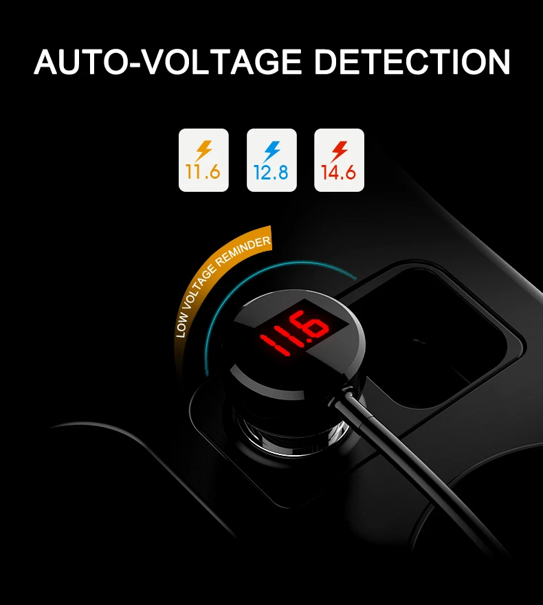 Двойное USB Автомобильное зарядное устройство 3 Way розетка для автомобильного прикуривателя Разветвитель зарядное устройство DC 12~ 24 В прикуриватель розетка светодиодный дисплей напряжения