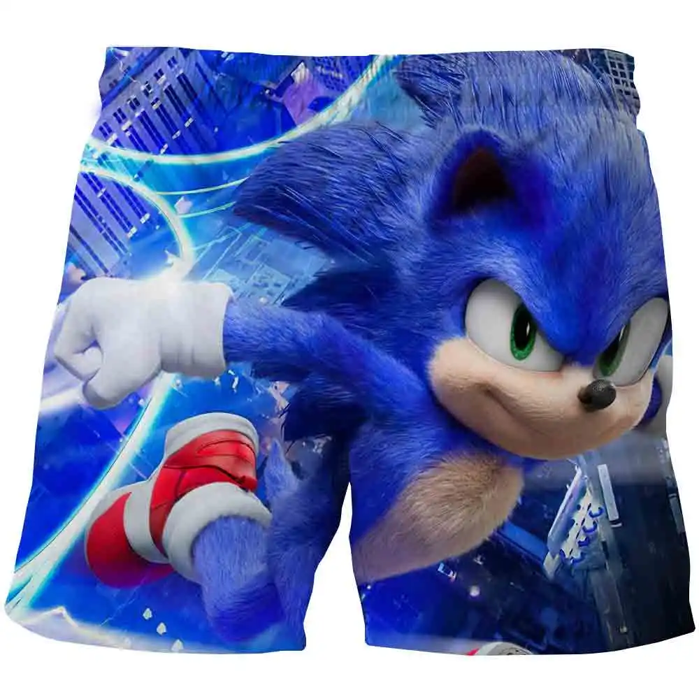 

Boys 3D Cool Blue Hedgehog Shorts Kids Cartoon Shorts Girls Children Summer Beach Loose Shorts Casual Pants Polyester 4-14Yrs
