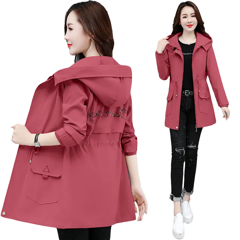 

Женская ветровка с капюшоном, Повседневная Свободная Базовая куртка большого размера с длинным рукавом, верхняя одежда, весна-осень 2021