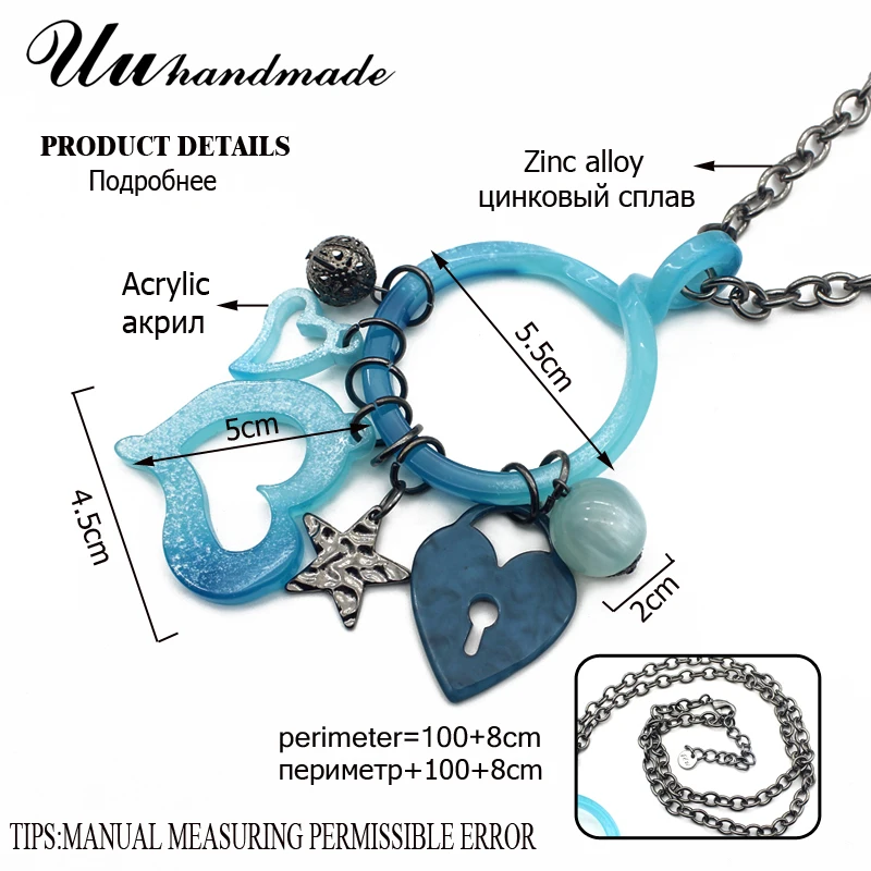 Индивидуальные модные ожерелья из черной веревки с подвесками в виде сердца и