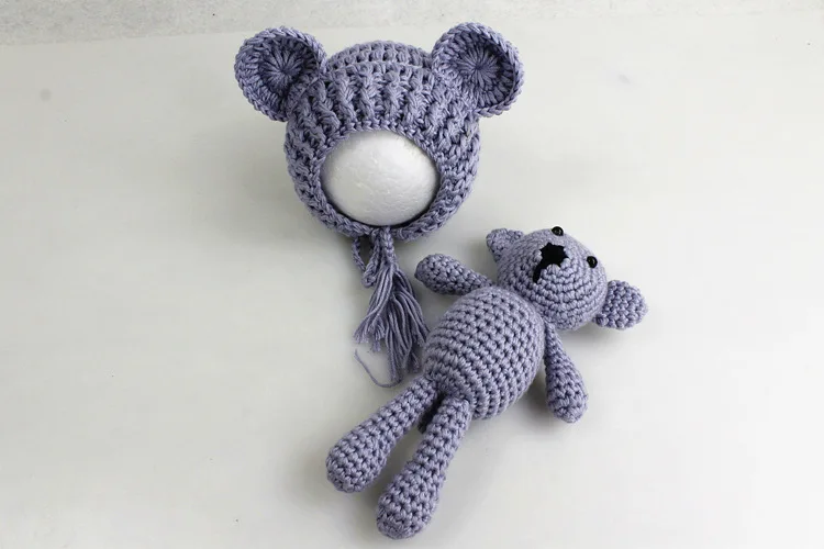 Реквизит для фотосъемки новорожденных Детская шапка-медвежонок шерстяная