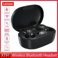 lenovo xt91 tws wireless bluetooth earphones touch control music headphones noise reduction waterproof earbuds with mic