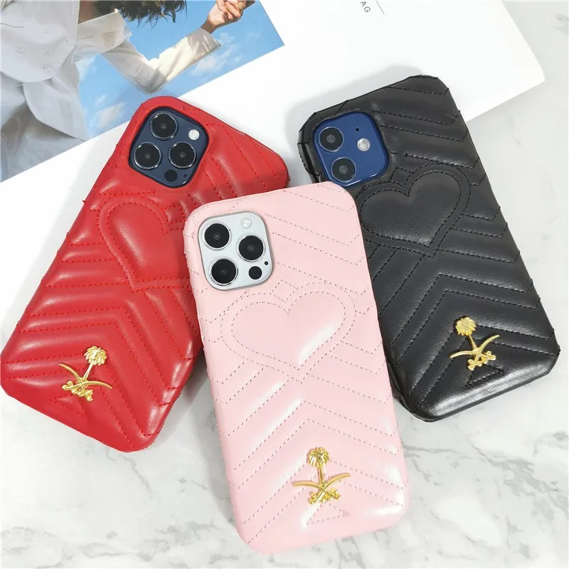 

Luxury Heart-shaped 3d Metal Coconut Tree Hard Case For Iphone 11 12 Pro Max 7 8 Plus Xr X Xs Se 2020 Leather Phone Cover Fundas
