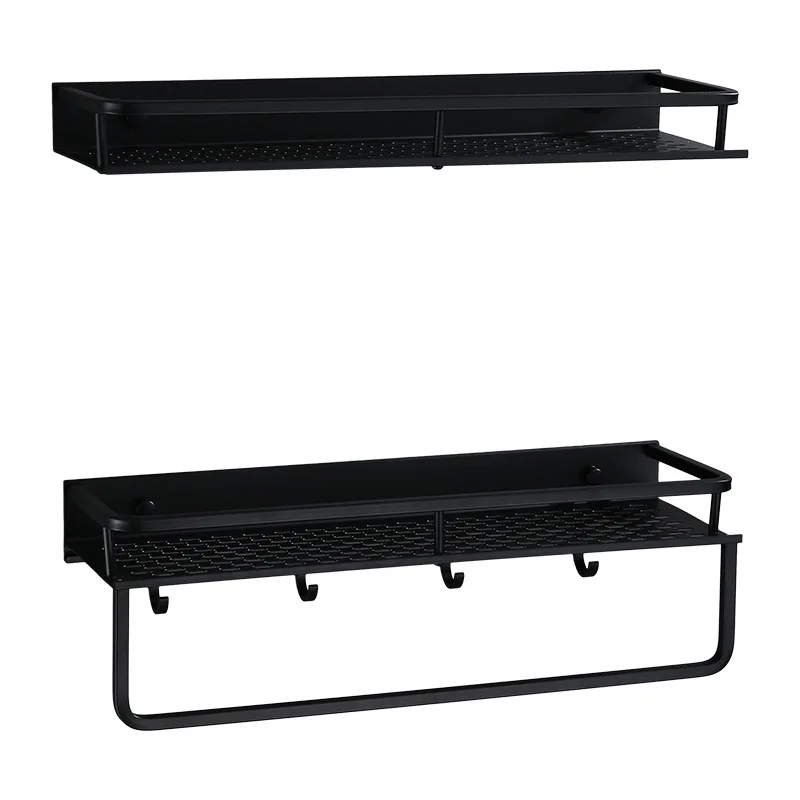 bathroom shelf with towel bar wall mounted aluminum bath shower shelf black bath shampoo holder basket holder corner shelf free global shipping