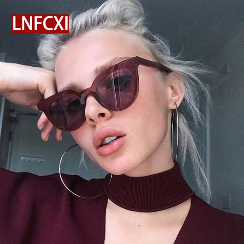 Женские винтажные солнцезащитные очки LNFCXI маленькие зеркальные кошачий глаз в