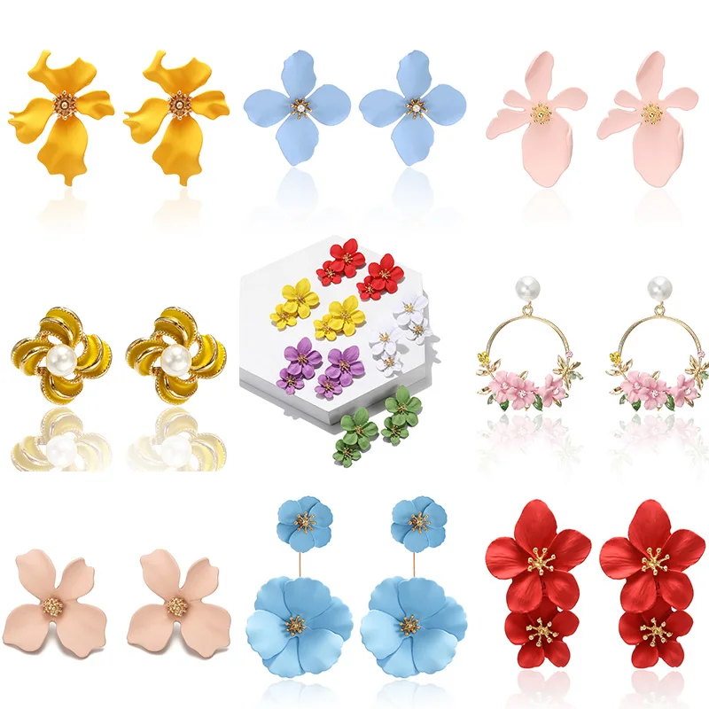 Модные женские серьги 2019 корейские цветочные Винтажные серьги-гвоздики