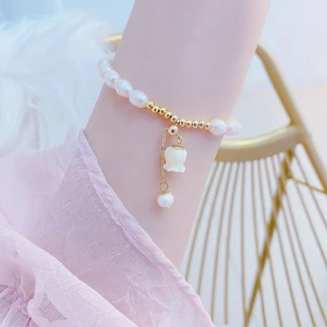 Natural Lily of The Valley Flower Necklace Freshwater Pearl Necklaces Exquisite Luxury Women Temperament Bracelets 2021 Trendy