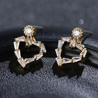 1pair sweet romantic gift stud earrings for giflfriend hllow out gold white color fashion jewelry wedding silver color needle