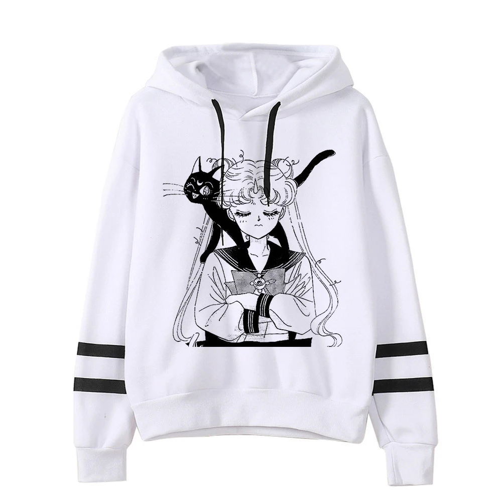 Сейлор свитшот с Луной кошкой Харадзюку корейский стиль ulzzang kawaii 90s мультфильм одежда пуловеры негабаритных с капюшоном уличная - Цвет: 3061