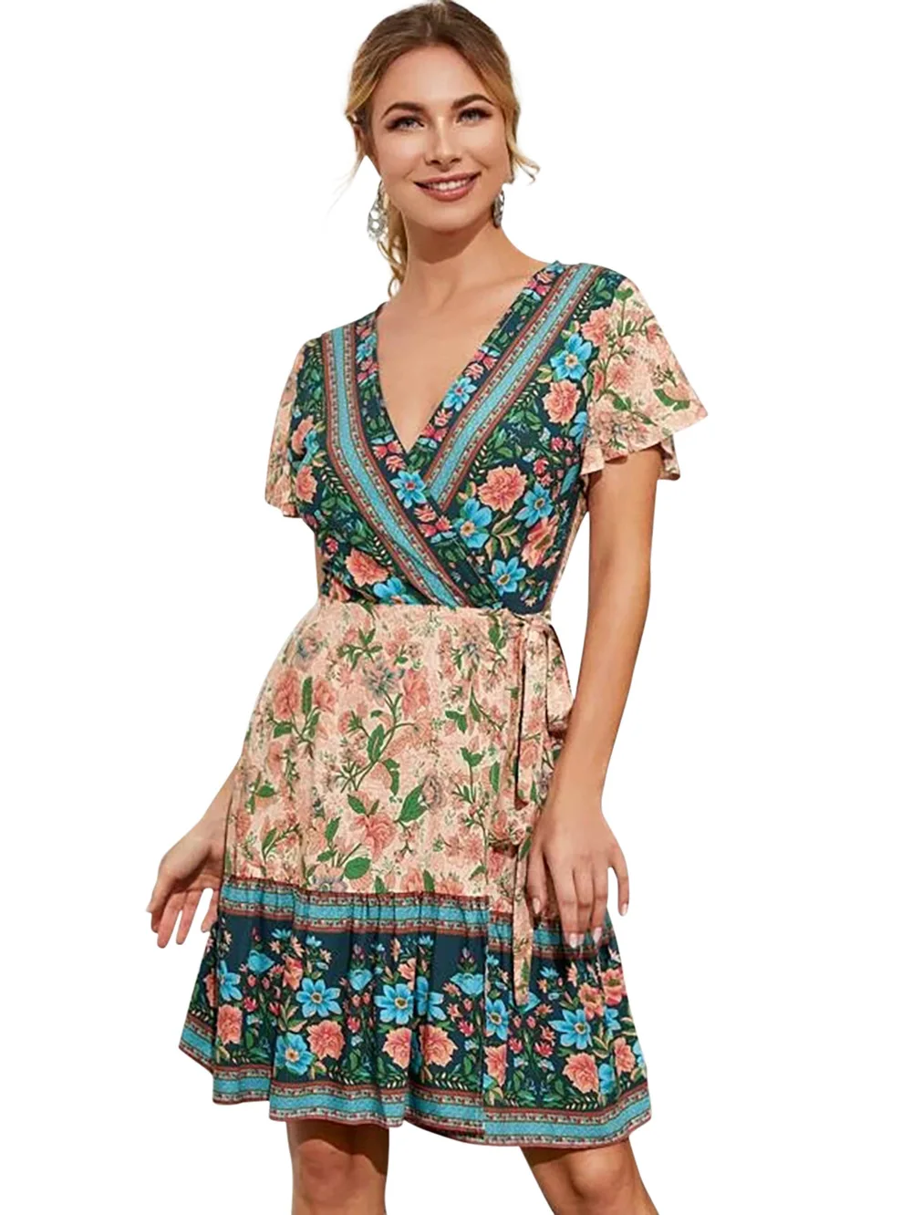 

ZOGAA 2020 Summer Pink Boho Print Long Skirt Seaside Holiday Beach Skirt