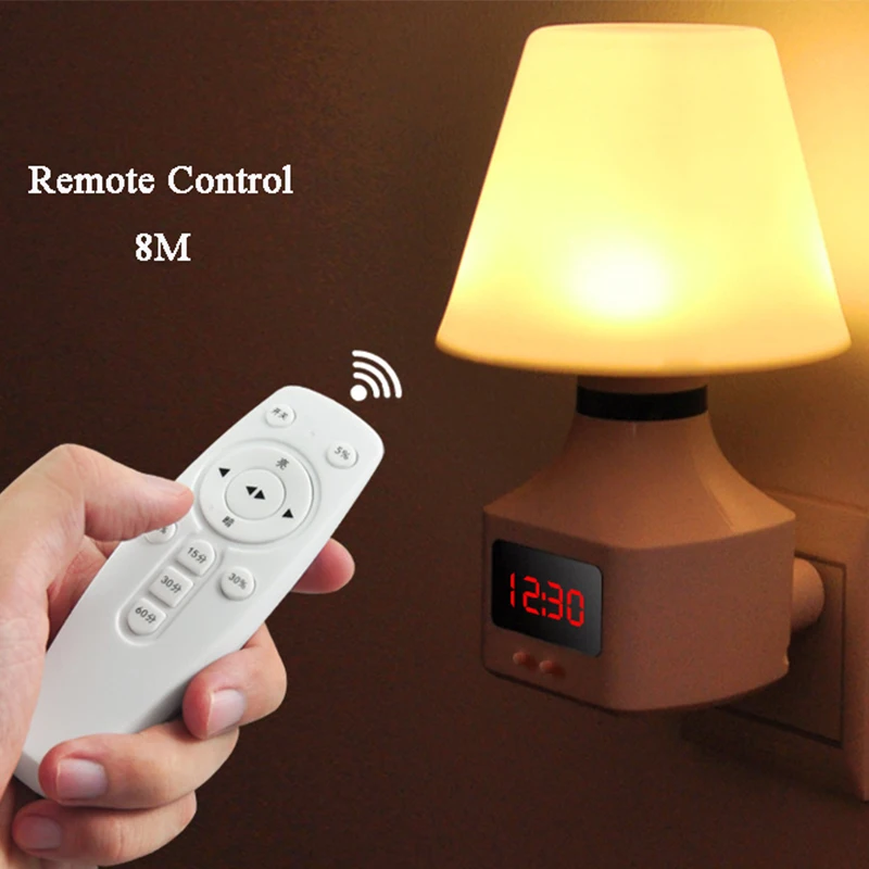 

AC 220V Plug-in Mini Smart LED Night Light Infrared Remote Control Night Lamp With Time Clock For Hotel Home Corridor Bedroom