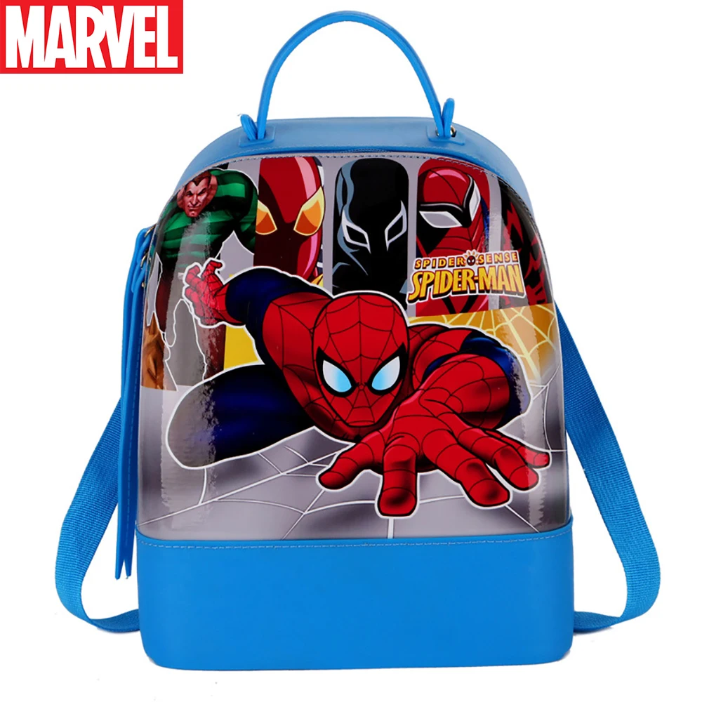 

Marvel Spiderman Schoolbag For Boys Girls Silicone Cartoon Pattern Waterproof Student Backpacks Kids Travel Lightweight Knapsack