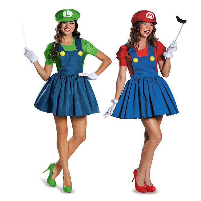 Супер-Братья Марио и Луиджи костюм для Хэллоуина женское сексуальное платье