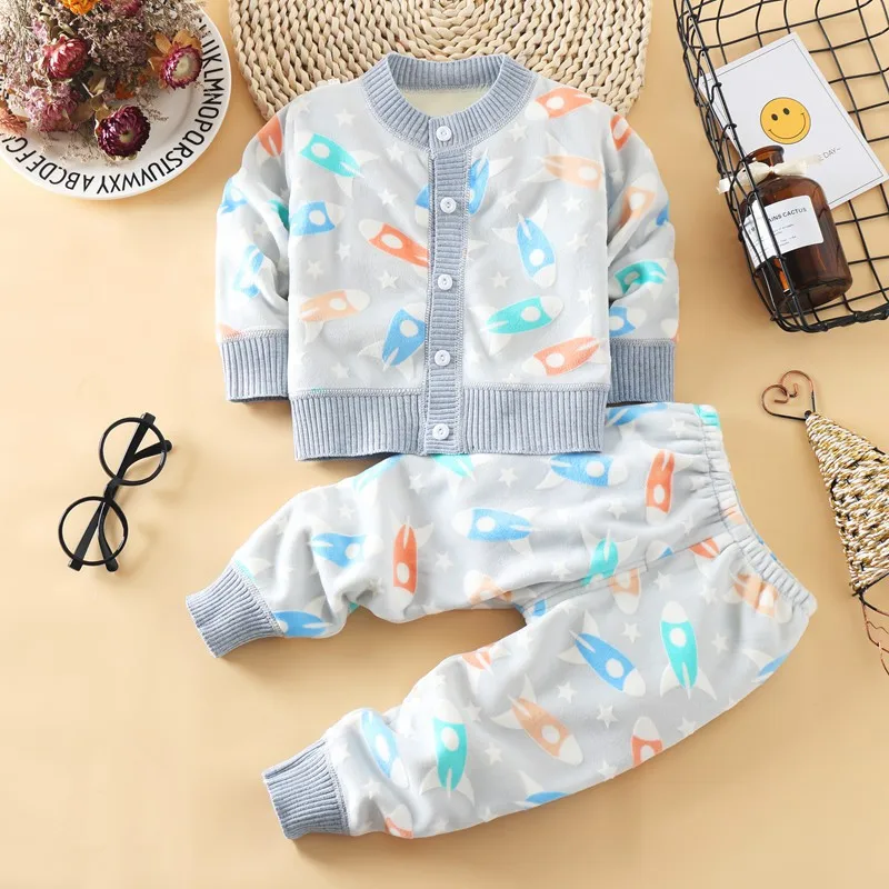 2020 модные осенне-зимние комплекты одежды для мальчиков и девочек Детский свитер