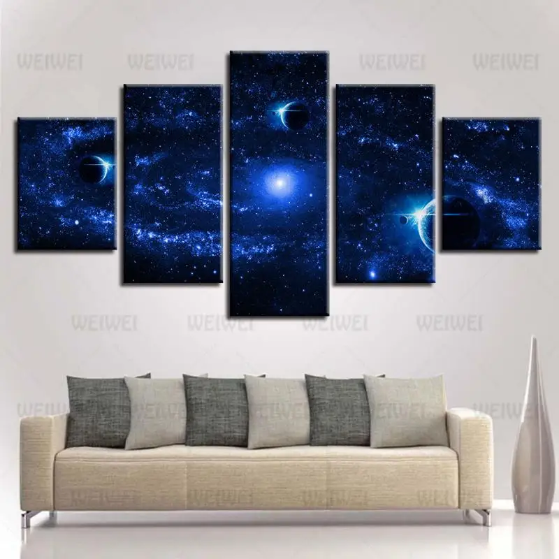 

Blue Starry Sky and Planets Home Canvas Painting Wall Decoration Poster Use