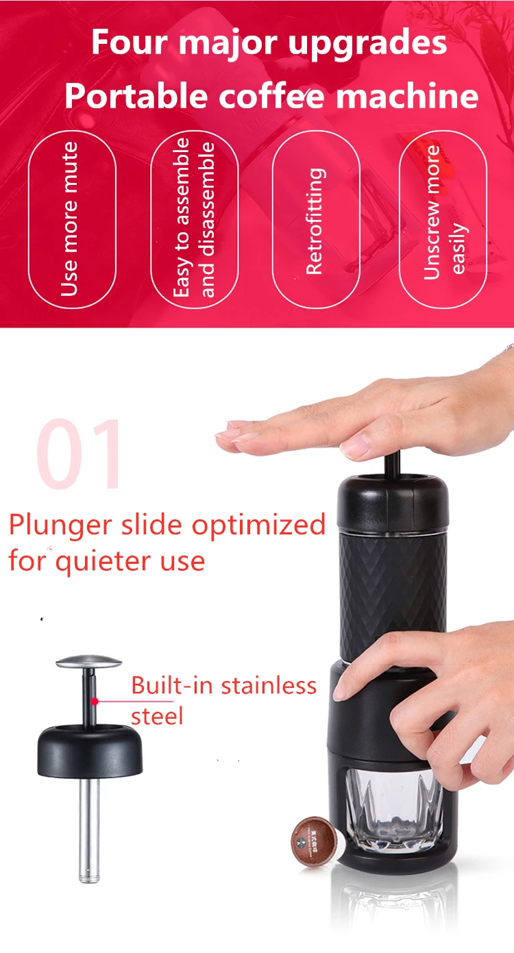 STARESSO II Italian Concentrated Mini Manual Capsule Coffee Machine Household Portable Outdoor Coffee Maker Convenient