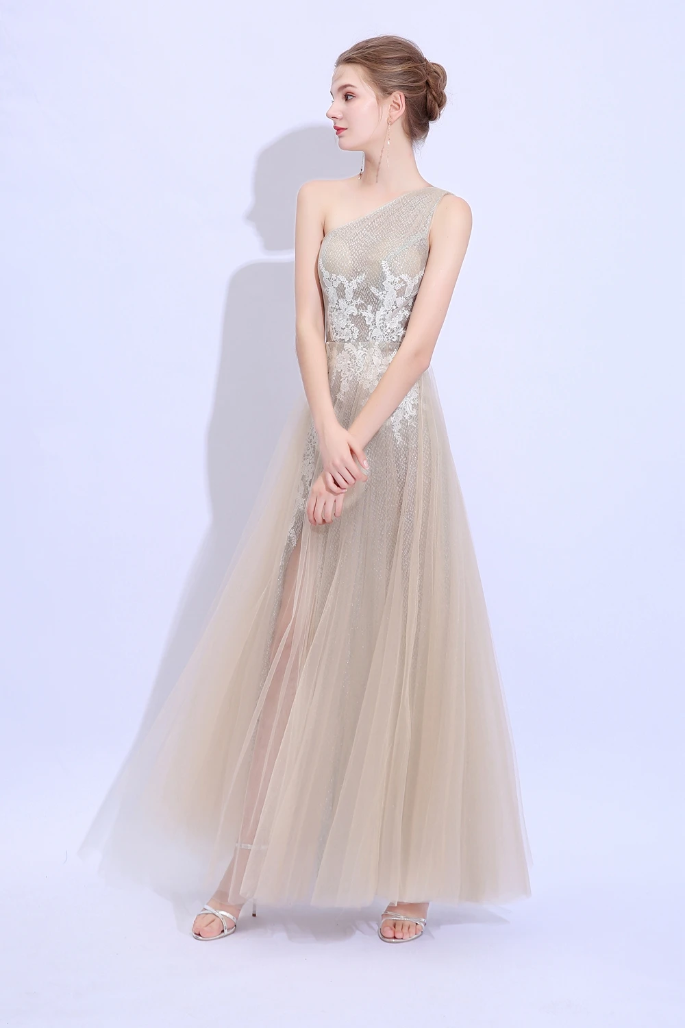 SSYFashion новое вечернее платье на одно плечо сексуальное кружевное платье без рукавов с аппликацией бисером Lllusion пляжное платье торжественное платье Robe De Soiree