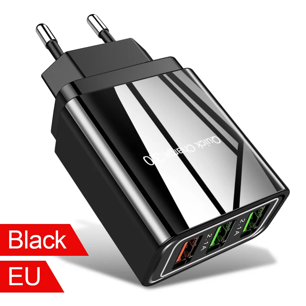 Зарядное устройство OLAF USB quick charge 4,0 для iPhone X 8 7 быстрое зарядное устройство для samsung A50 A30 S9 Xiaomi huawei qc 3,0 зарядное устройство для мобильного телефона - Тип штекера: All black