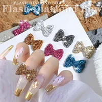 1 pcs shining rhinestone bow nail art decorations 2021 fashion cute 3d nails sticker for diy manicure design