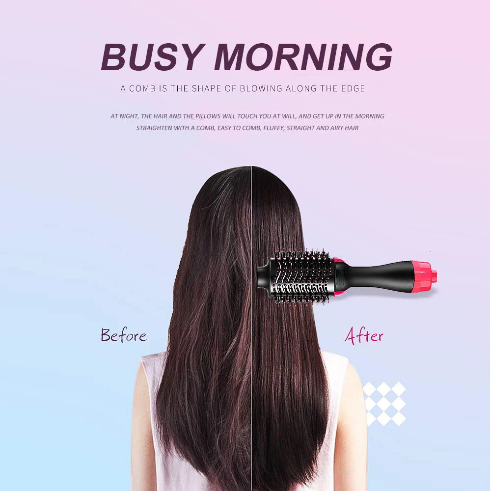 

Electric 3 in 1 Hair Dryer Brush One Styling Step Hair Dryer Volumizer Salon Hot Air Brush Fast Drying Straightening Curling