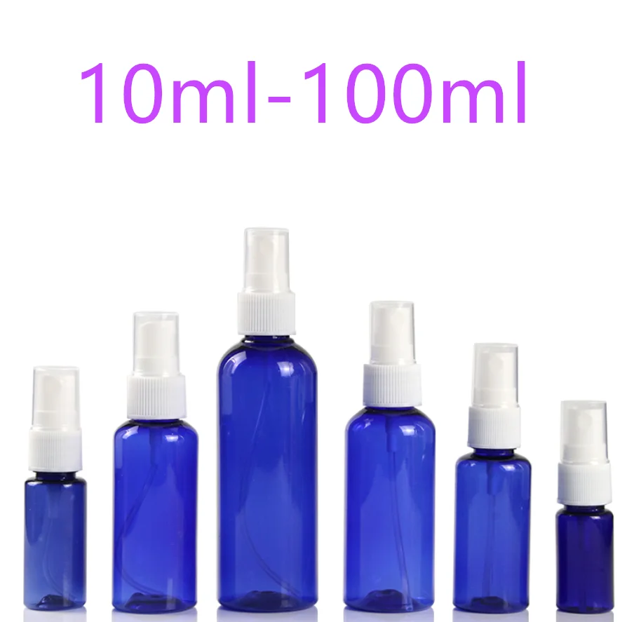 100 шт./лот синие многоразовые флаконы дорожный пластиковый распылитель для духов