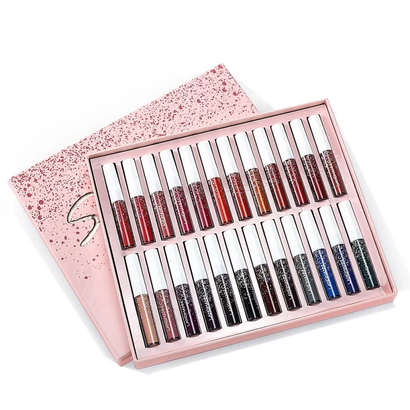 

24 Colors Matte Liquid Lipstick Set Long Lasting Velvet Lip Tint Lips Gloss Waterproof Non-Stick Cup Lip Gloss Gift Set