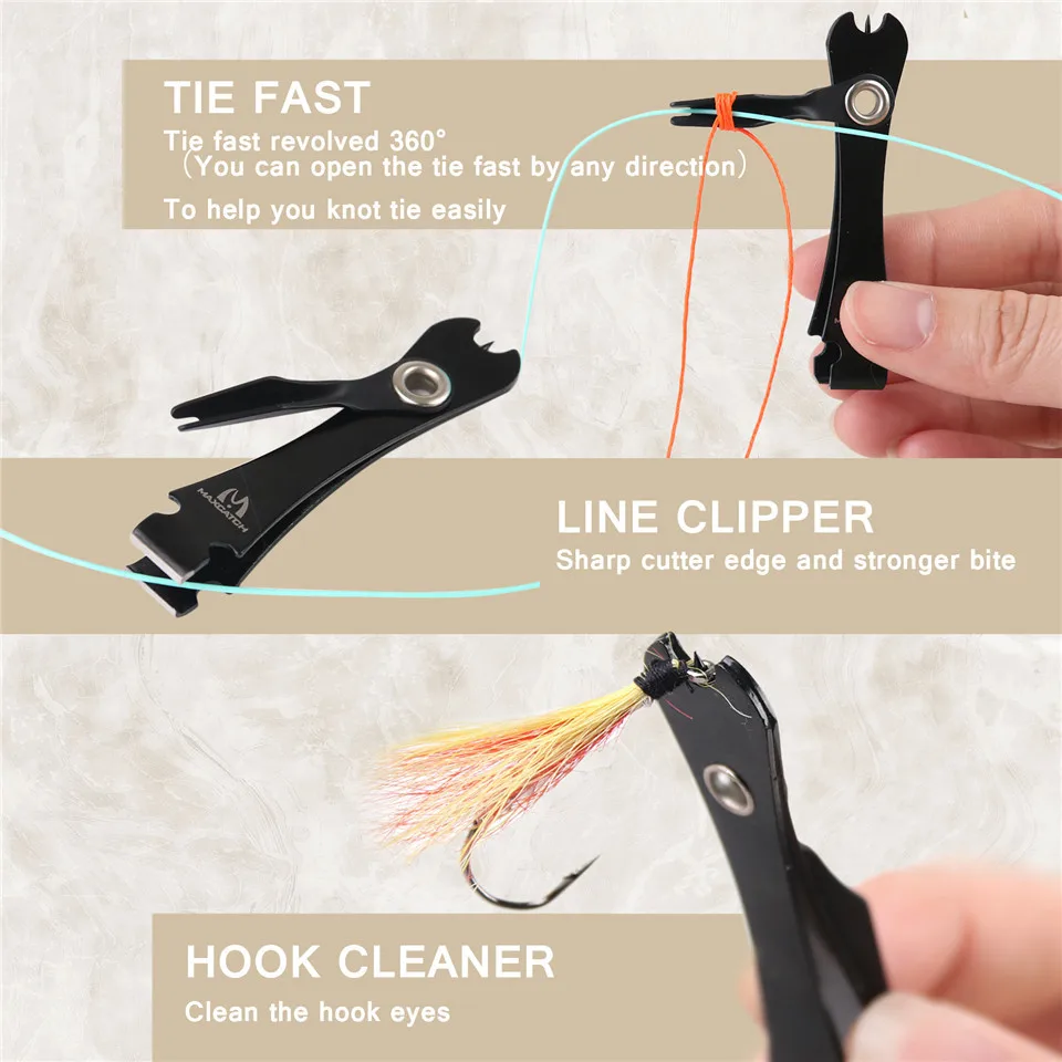

Maximumcatch Fly Fishing Zinger Retractor Line Nipper Clipper Leader Straightener Cleaner Fishing Tools Kit