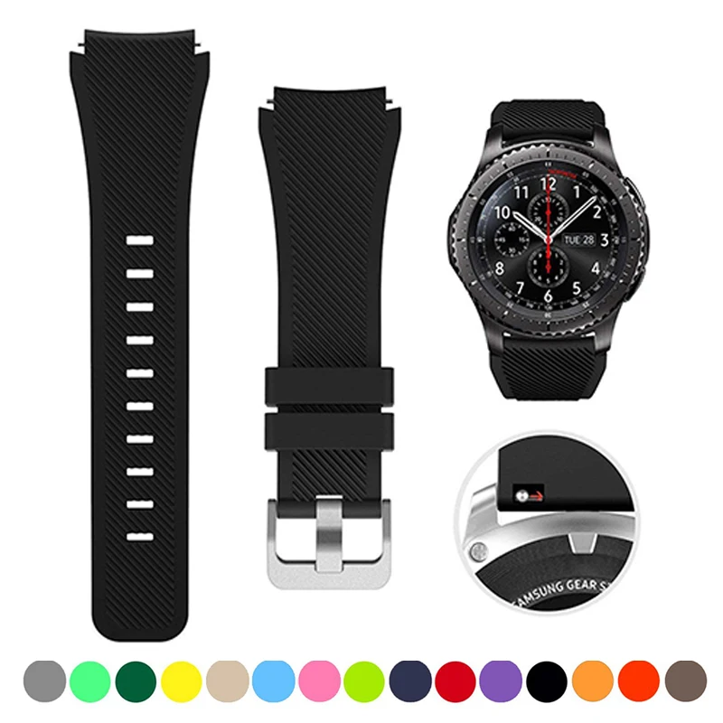 

22mm Watch Band for samsung Galaxy watch 46mm 3 45mm S3 Frontier silicone smartwatch belt bracelet Huawei wath gt 2 46mm strap