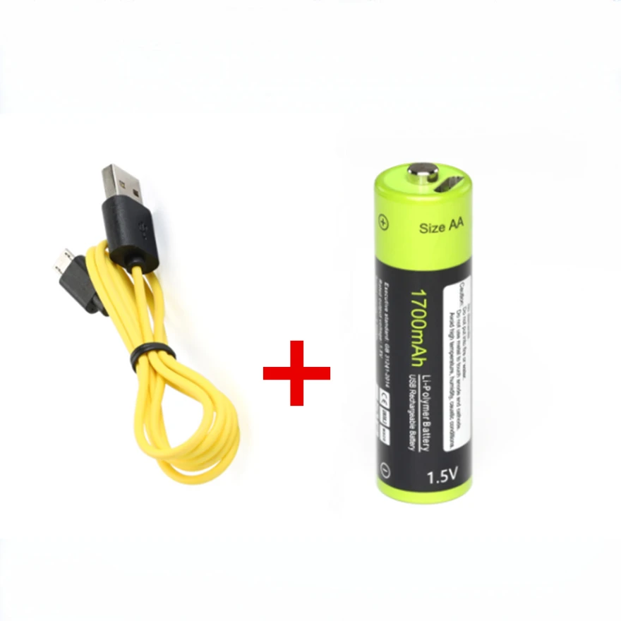 1PCS ZNTER 1.5V 1700mAh AA rechargeable battery AA lithium polymer battery with USB cable