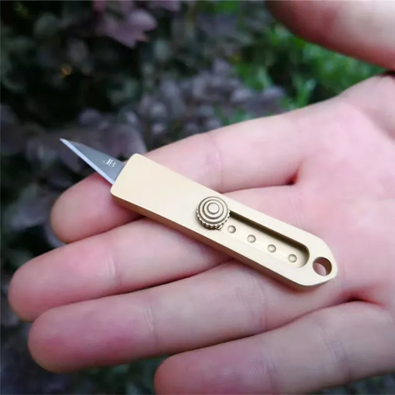 

EDC Key Ring Folding Knife Mini Portable Paper Cutting Multi-function Mini Blade Knives Brass Pocket Detachable Knife