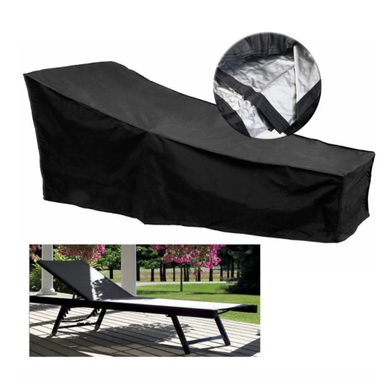 

1 Pc Garden Balcony Chaise Longue Shed Black Sunshade Waterproof 210D Oxford Cloth Outdoor Furniture Recliner Dust Cover Durable